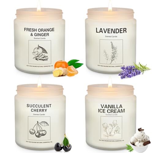 Scented Candles Set with Natural Soy Wax & Essential Oils for Home