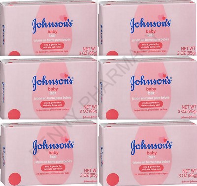Johnson's Baby Bar Soap 3oz ( 6 bars ) PHARMACY FRESH! 