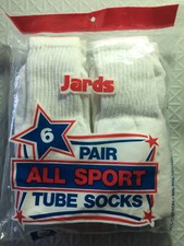 6 Pairs Vintage JARDS All Sport Men's Tube Socks Fits 10" to 14" USA Made - New