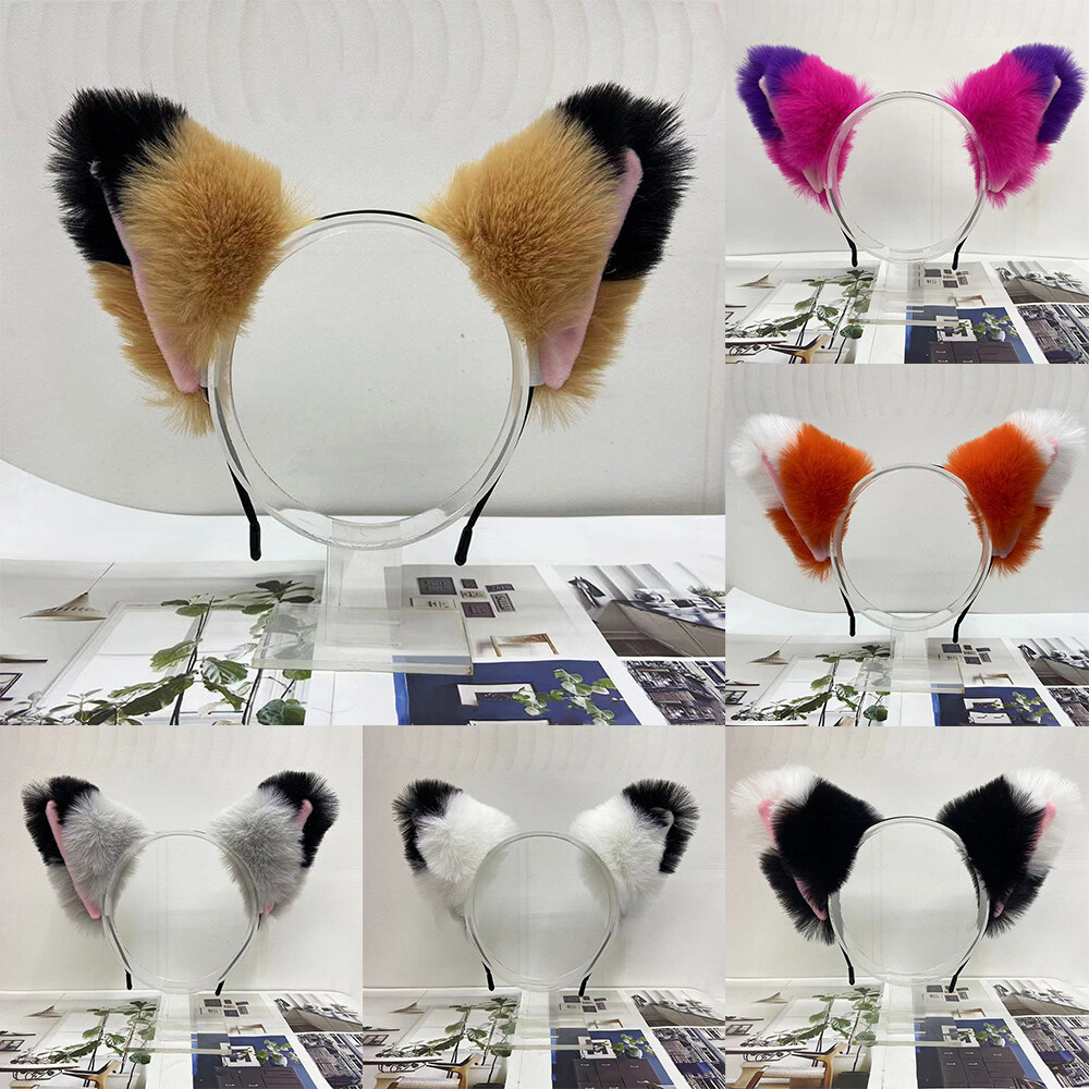 Diademas para orejas de gato orejas de felpa peludas aro para el cabello juegos con disfraces accesorios de anime prendas para la cabeza hágalo usted mismo