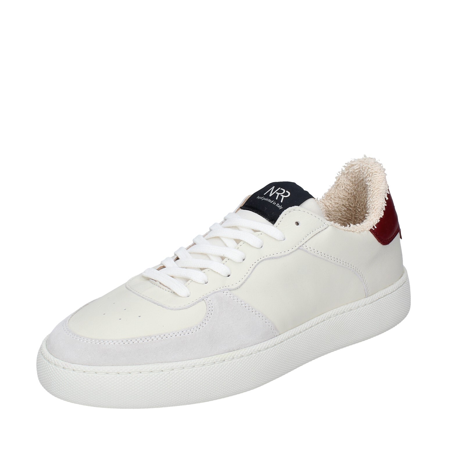 кроссовки scarpe uomo NIRA RUBENS бежевого цвета pelle bianco camoscio EX192