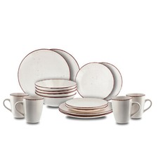 Geschirrset Kombiservice 16-teilig aus Steinzeug, jedes Teil handbemalt - Unikat