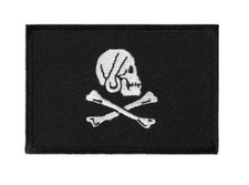 PIRATE SKULL and CROSSBONES Flag 3" x 2" iron on patch 5528