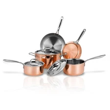 Nutrichef Kitchenware Pots & Pans Set - Stylish, Tri-Ply Copper (8-Pcs)