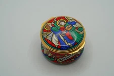 Vintage CHRISTMAS 1998 HALCYON DAYS Enamel Box 1.75" OS1
