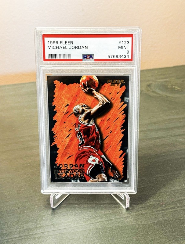 1996-97 FLEER MICHAEL JORDAN HARDWOOD LEADER #123 BULLS HOF PSA 9 MINT!! 🔥🔥