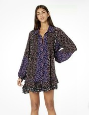 Free People Lost in You multi color dark combo  mini shirt dress sz S
