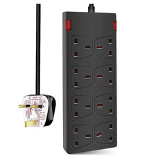 8-Way Extension Lead with 1M Cable – Heavy Duty Multi-Plug Socket Extender,Child