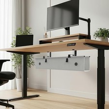 KIGJU UNDER DESK CABLE MANAGEMENT TRAY, 30-INCH NO-DRILL CORD ORGANIZER - GRAY