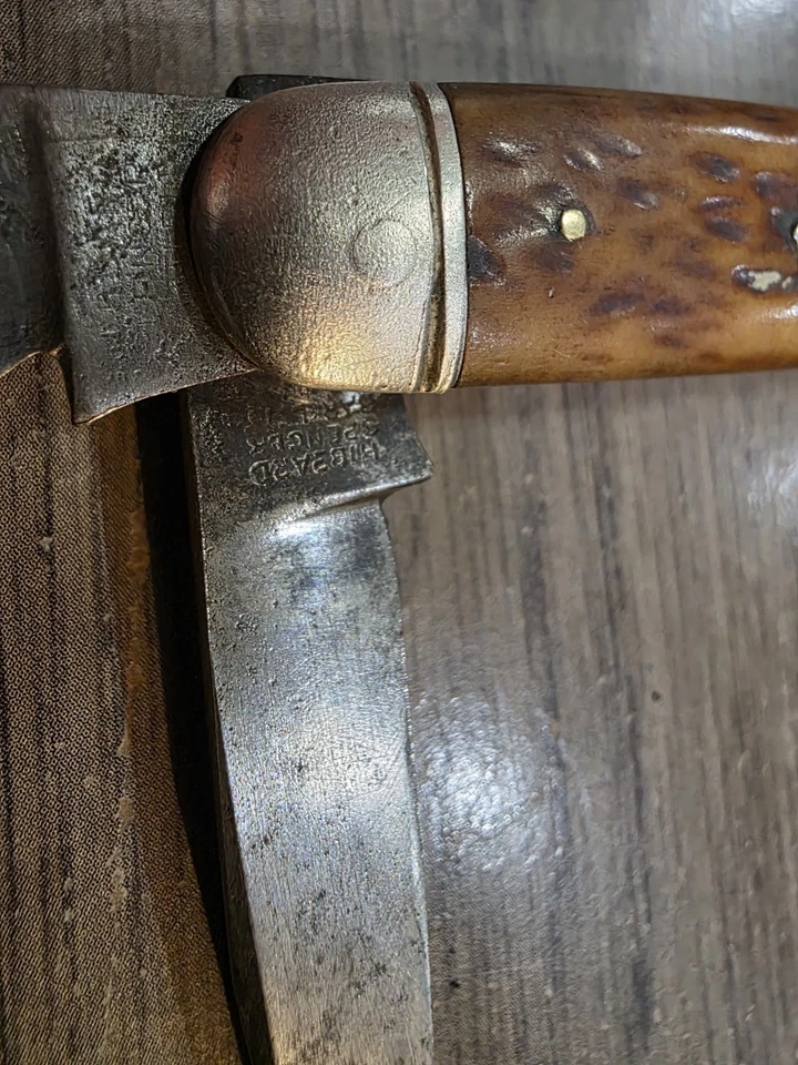 Navaja de bolsillo plegable antigua vintage Hibbard Spencer Bartlett Stockman Foto 3 de 4