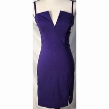 GUESS Purple Bodycon V-Neck Spaghetti Strap Dress with Slit, Women's Size 6
