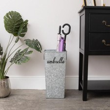 Image of Large Silver Galvanised Umbrella stand With Black Text