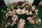 3 Vtg Artificial Flower Swags Floral Decor. Fabric Flowers Gorgeous 21” to 24”