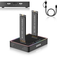 SUITOK M.2 Duplicator Cloner Dual-Bay Offline USB C to NVMe SATA Dock Black
