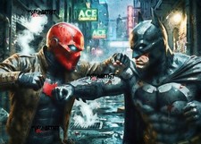 ACEO ATC Sketch - Batman VS Red Hood - 1/1 - Authenticity Stamp