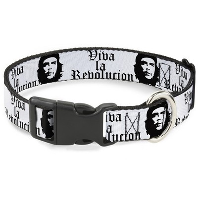 Plastic Clip Collar VIVA LA REVOLUCION Che White/Black NARROW-Medium (US IMPORT)