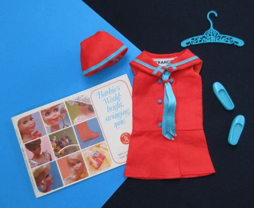 ** Vintage Barbie FRANCIE - LAND HO! #1220 - Red Nautical Dress Ring Hat Shoes