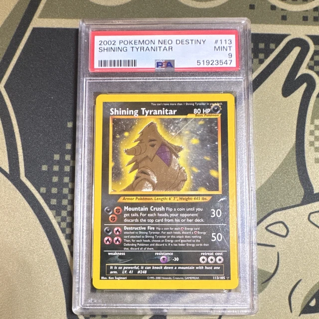 Pokemon 2002 Neo Destiny Shining Tyranitar 113/105 Holo PSA 9