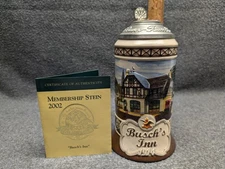 2002 Anheuser Busch Collectors Club Membership Stein Busch's Inn w/ COA
