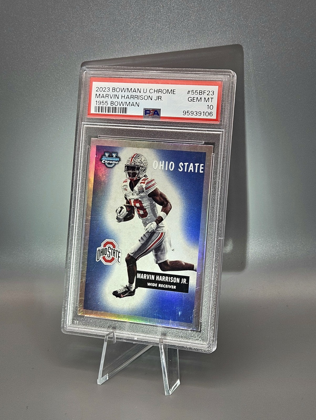 PSA 10 GEM (RC) Marvin Harrison Jr 1955 Bowman Football Chrome 2023 Bowman U 🔥  view 3