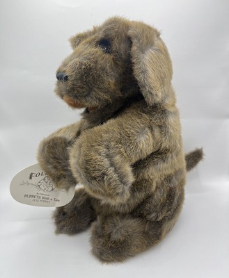 Folkmanis FolkTails Sitting Brown Puppy Dog Realistic Plush Hand Puppet 15'' Tags