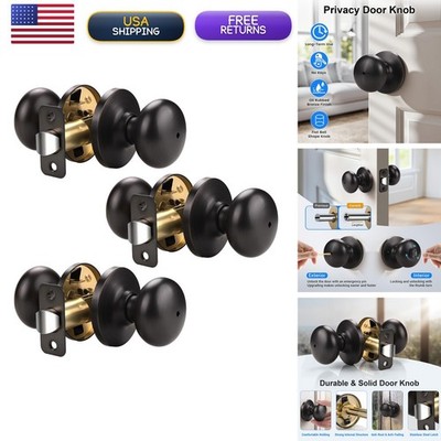 KNOBWELL 3 Pack Ball Privacy Door Knob, Oil Rubbed Bronze Door Knobs, Door