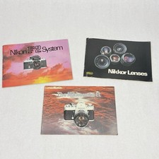 3 Vintage Nikon Camera Brochures Booklets F2 System Nikkormat EL Lenses 70s 80s