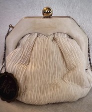 NWT La Regale Ivory Satin Ruched Evening Clutch Shoulder Bag Purse Bridal Formal
