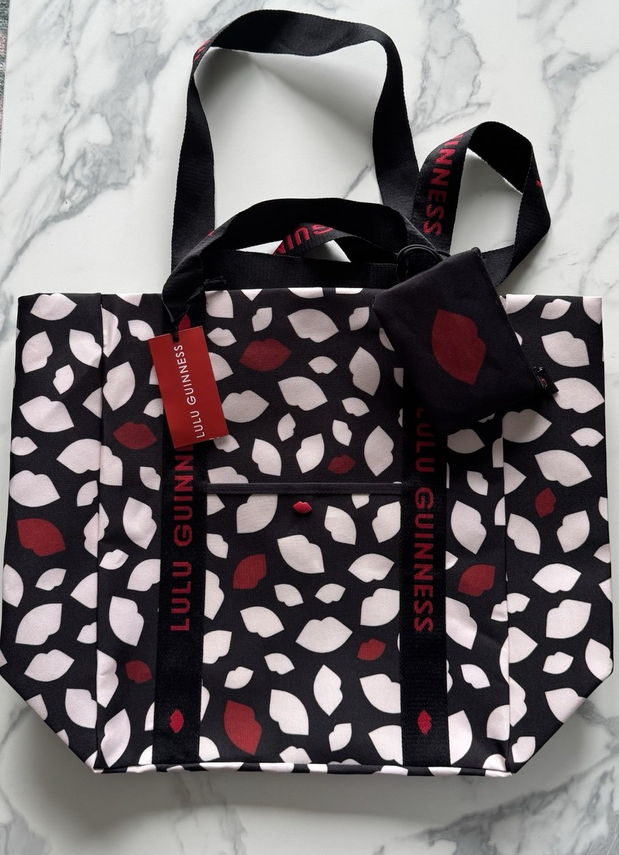 Lulu Guinness Flurry Of Kisses Tote Shopping Beach Bag Lips V3