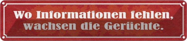 Blechschild 10X46 Cm Wo Informationen Fehlen GerüChte Spruch Zitat Deko Geschenk-image