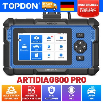 TOPDON AD600 Pro KFZ Diagnosegerät Vollsystem 9 Reset Services DPF Öl ABS SAS DE