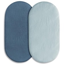 Muslin Bassinet Fitted Sheets 2-Pack Universal Fit for Baby Mattresses