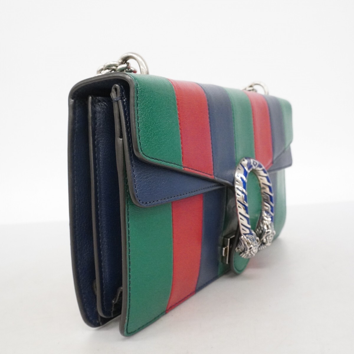 GUCCI Shoulder Bag Dionysus 400249 Leather navy red green silver hardware 324630 thumbnail 2