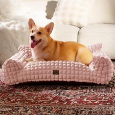 Cute Small Medium Dog Couch Bed Supportive Fluffy Pet Sofa with Faux