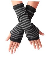 Black Grey Long Fingerless Gloves, Arm Warmers Y2k, Goth Punk Gloves, Emo