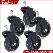 Findmall 5 Pieces 3 Inch Replace Office Chair Rubber Caster Wheel Swivel Wheels