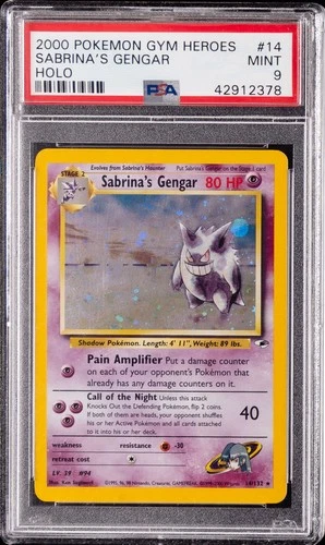 2000 POKEMON GYM HEROES HOLO #14 SABRINA'S GENGAR PSA 9