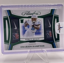 2025 Flawless Omarion Hampton Debut Duals NFL Shield & Swoosh Laundry tag 1/2 RC