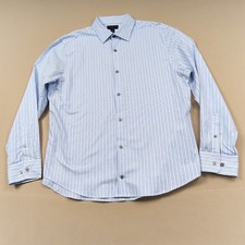 Banana Republic Dress Shirt Mens XL 17 17.5 Blue White Stripe Button-Up Slim Ft