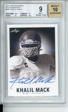 BGS 9 / Auto 10 Khalil Mack 2014 Leaf Originals 1960 Design Rookie Auto RC KM1