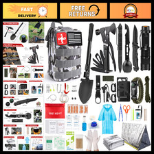 Survival Kit 251 Pcs Gear with Molle Bag & Emergency Tent - First Aid, Outdoor,