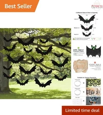 18 Pcs Plastic Bat Halloween Decorations Outdoor Indoor Hanging Yard Porch