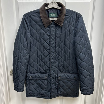 #ad LAUREN Ralph Lauren Mens M 38 40 Barn Chore Jacket Corduroy Trim Quilted Coat $55.99