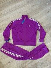 adidas Original Firebird Tracksuit Purple Blast Loose Fit Top and Bottom Set