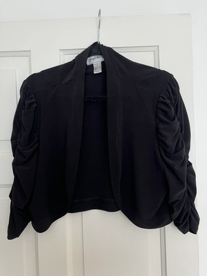 Joseph Ribkoff Open Front Crop Shrug Cover-up Cardigan Stretch Black size UK16