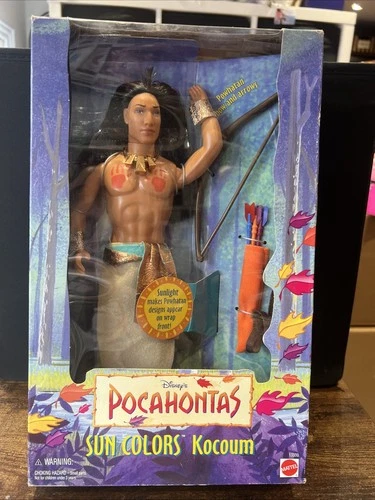 1995 Pocahontas Kocoum Sun Colors Disney Doll Vintage Mattel New In Box