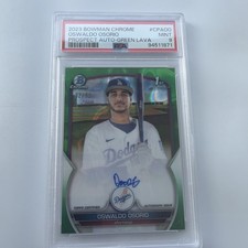 Oswaldo Osorio Auto PSA 9 2023 Bowman Chrome 32/99 Prospect Green Lava 6216