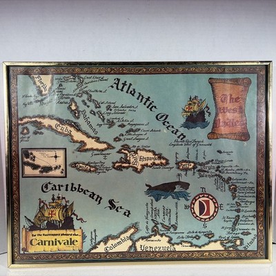 Vintage Carnivale Ship Destination Souvenir Map Carnival Cruise The West Indies
