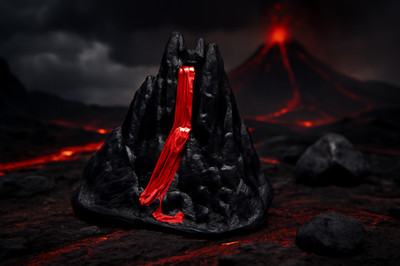 Ausbrechender VULKAN mit roter Lava für Spur N (1/160) & Z (1:220) - bemalt