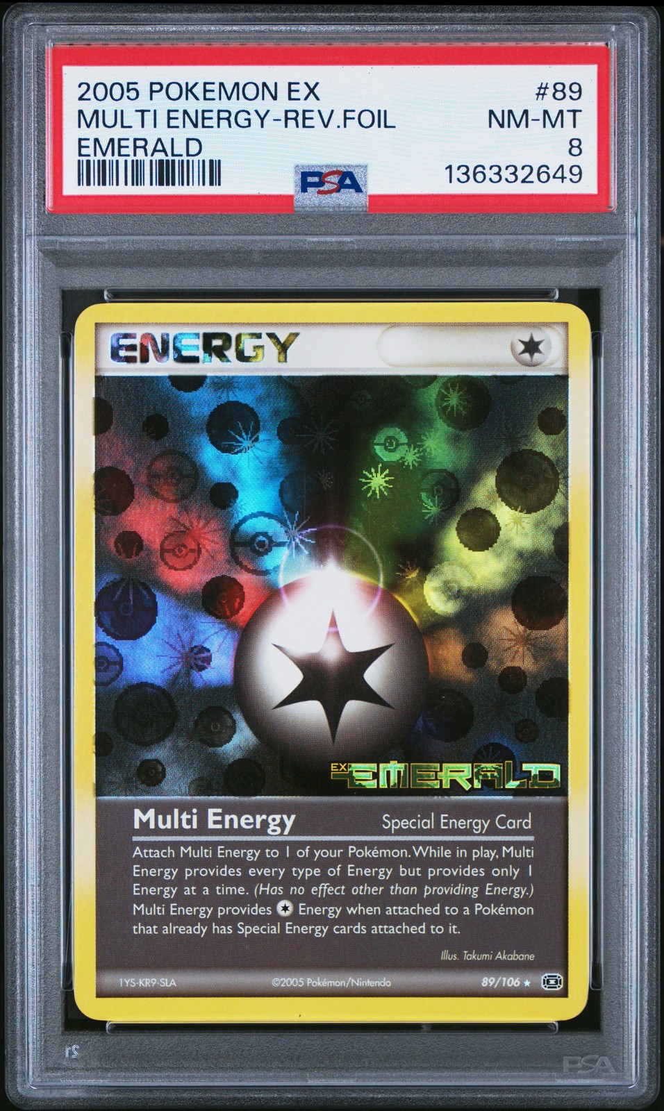 2005 POKEMON EX EMERALD #89 MULTI ENERGY-REVERSE FOIL PSA 8